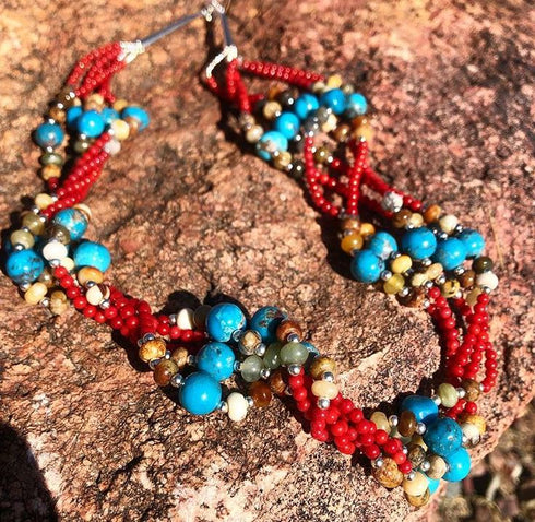 Multicolor 5-Strand Southwest Bead Necklace Jewelry RX114458