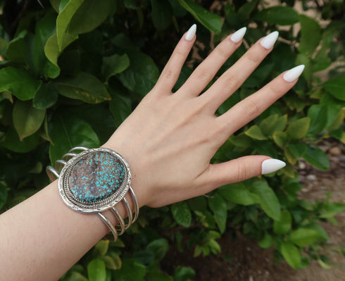 Sterling Silver Turquoise Navajo Cuff Bracelet JX130323