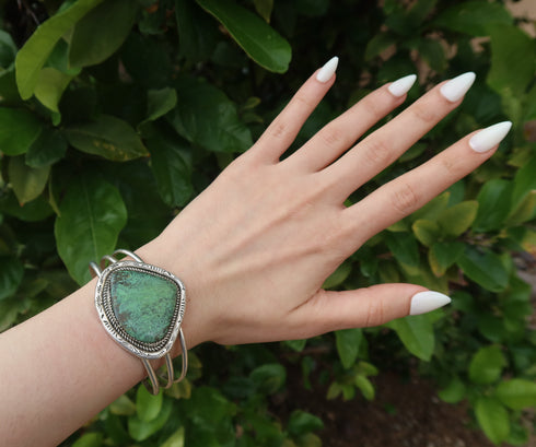 Sterling Silver Turquoise Navajo Cuff Bracelet AX130235