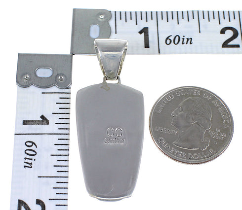 Genuine Sterling Silver Southwestern Multicolor Inlay Pendant RX74181