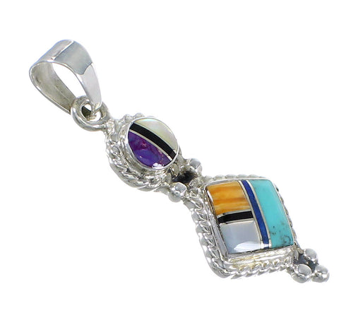 Genuine Sterling Silver Southwest Multicolor Pendant RX74235
