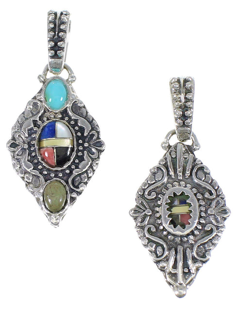 Multicolor And Sterling Silver Southwest Reversible Slide Pendant RX74236