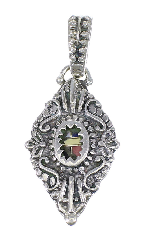 Multicolor And Sterling Silver Southwest Reversible Slide Pendant RX74236