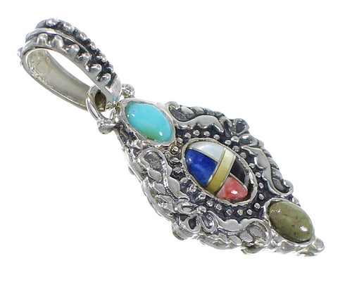 Multicolor And Sterling Silver Southwest Reversible Slide Pendant RX74236