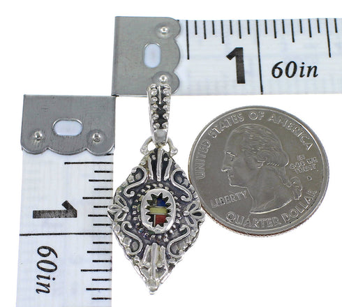 Multicolor And Sterling Silver Southwest Reversible Slide Pendant RX74236