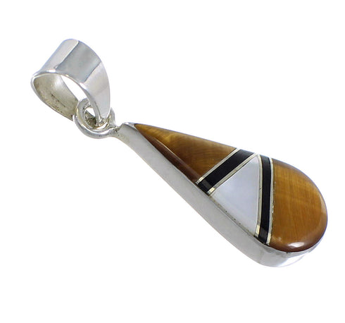 Southwestern Silver And Multicolor Tear Drop Pendant YX70780