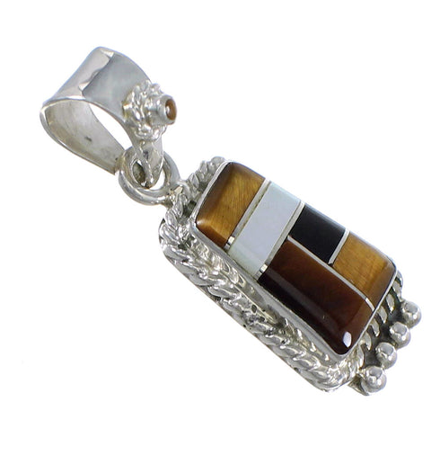 Southwest Multicolor Inlay And Silver Pendant YX70782