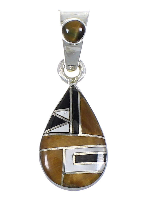 Southwest Multicolor And Silver Tear Drop Pendant YX70785