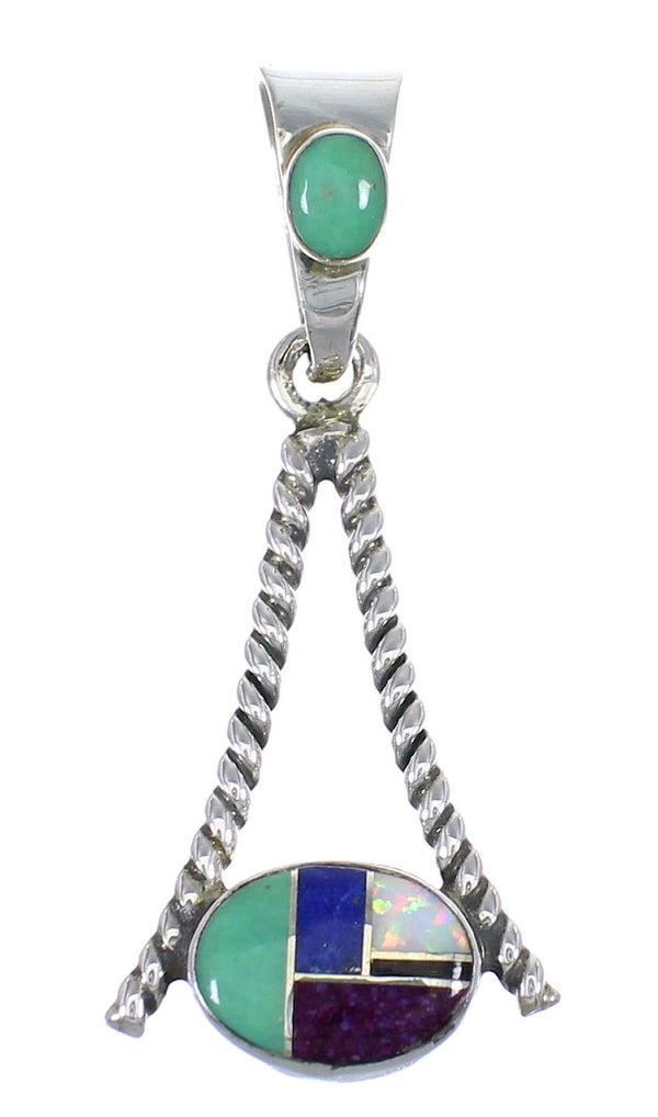 Multicolor And Genuine Sterling Silver Southwestern Slide Pendant YX67834