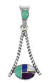 Multicolor And Genuine Sterling Silver Southwestern Slide Pendant YX67834