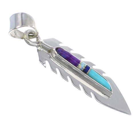 Feather Sterling Silver And Multicolor Inlay Southwest Pendant YX67855