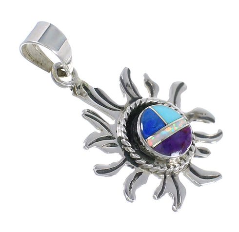 Sun Sterling Silver And Multicolor Inlay Southwest Pendant YX67856