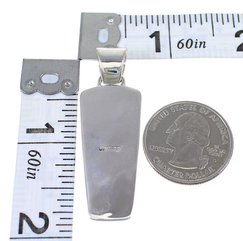 Genuine Sterling Silver Southwestern Multicolor Inlay Pendant QX70403