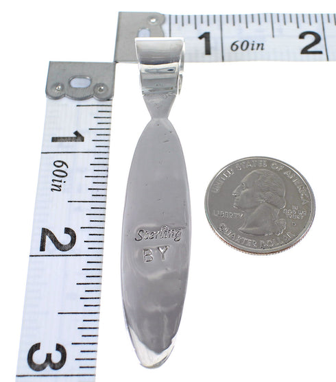 Southwestern Genuine Sterling Silver Multicolor Inlay Pendant QX70406