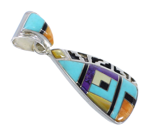 Multicolor Inlay Genuine Sterling Silver Pendant RX70611