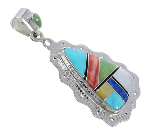 Authentic Sterling Silver Multicolor Inlay Pendant RX70617