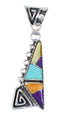Multicolor Inlay Authentic Sterling Silver Southwest Water Wave Pendant RX70621
