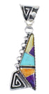 Multicolor Inlay Authentic Sterling Silver Southwest Water Wave Pendant RX70621