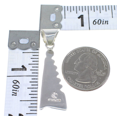 Multicolor Inlay Authentic Sterling Silver Southwest Water Wave Pendant RX70621