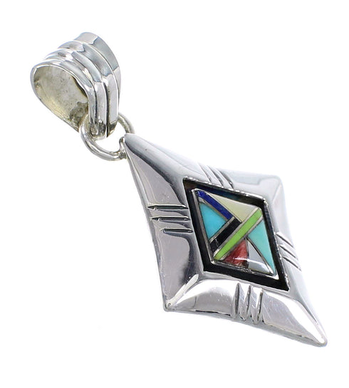 Authentic Sterling Silver Multicolor Inlay Pendant RX70671