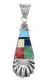 Multicolor And Genuine Sterling Silver Southwestern Slide Pendant YX68152