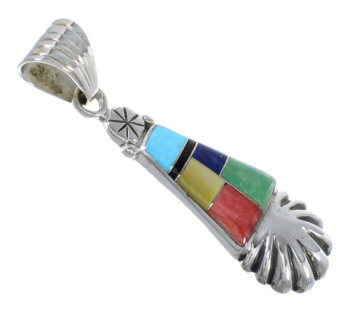 Multicolor And Genuine Sterling Silver Southwestern Slide Pendant YX68152