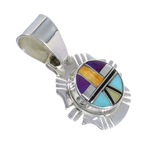 Sterling Silver And Multicolor Southwest Slide Pendant YX68179