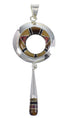 Multicolor Inlay And Genuine Sterling Silver Southwest Pendant YX67898