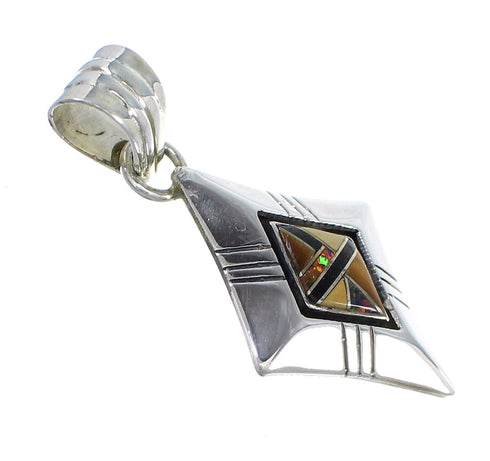 Authentic Sterling Silver Multicolor Inlay Southwest Slide Pendant YX67948