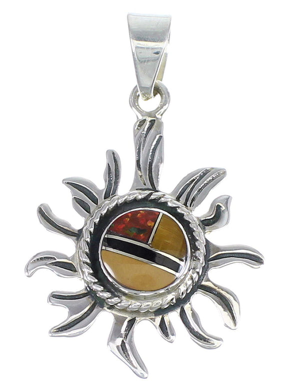 Sterling Silver And Multicolor Southwest Sun Pendant YX67971