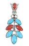 Genuine Sterling Silver Turquoise And Coral Southwestern Slide Pendant YX67747