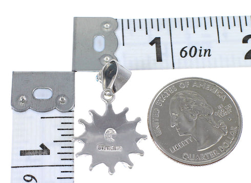 Genuine Sterling Silver Turquoise And Coral Needlepoint Southwest Pendant YX67752