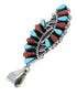 Sterling Silver Turquoise And Coral Needlepoint Southwest Pendant YX67753