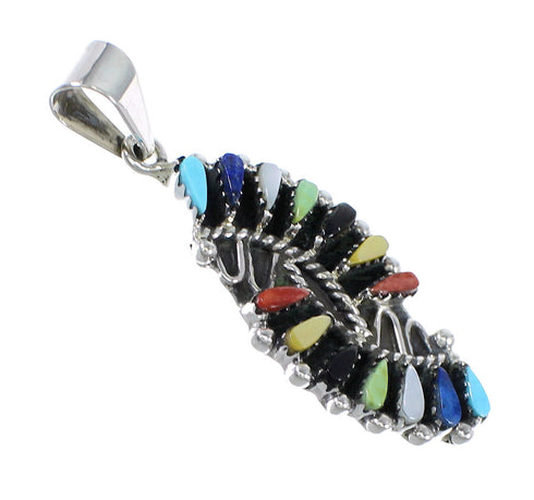 Sterling Silver Multicolor Needlepoint Southwestern Pendant YX67781
