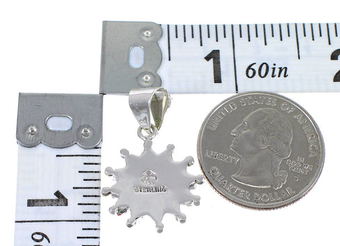 Sterling Silver Multicolor Needlepoint Southwest Pendant YX67785