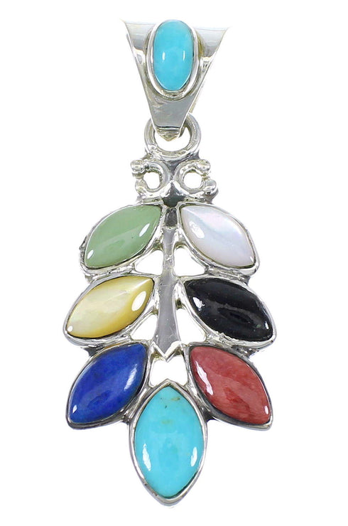 Genuine Sterling Silver Multicolor Southwestern Pendant YX67794