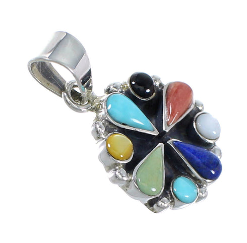 Authentic Sterling Silver Multicolor Southwestern Slide Pendant YX67811