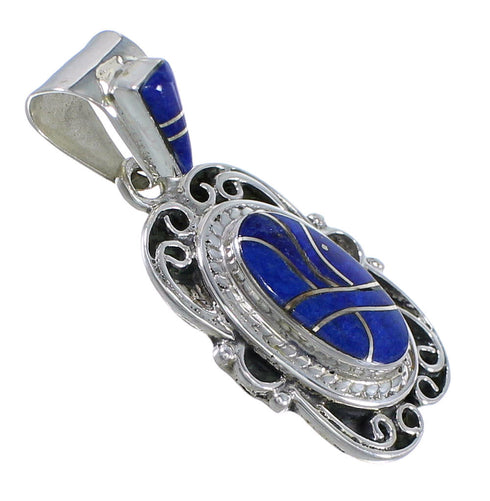 Sterling Silver And Lapis Southwest Slide Pendant YX67393