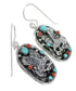 Sterling Silver Turquoise And Coral Southwest Eagle Hook Dangle Earrings YX68063