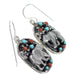 Sterling Silver Turquoise And Coral Southwest Bear Hook Dangle Earrings YX68070