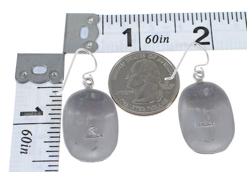 Sterling Silver Turquoise And Coral Southwest Bear Hook Dangle Earrings YX68070