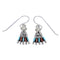 Sterling Silver Turquoise And Coral Southwest Water Wave Needlepoint Hook Dangle Earrings YX68078