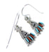 Sterling Silver Turquoise And Coral Southwest Water Wave Needlepoint Hook Dangle Earrings YX68078