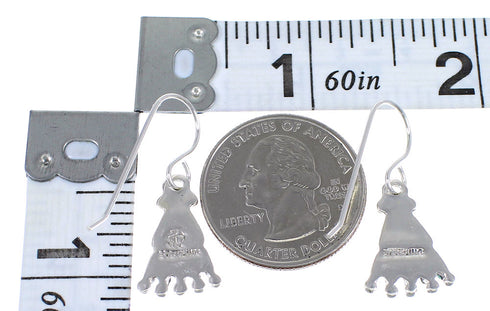 Sterling Silver Turquoise And Coral Southwest Water Wave Needlepoint Hook Dangle Earrings YX68078