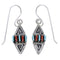 Sterling Silver Turquoise And Coral Water Wave Needlepoint Hook Dangle Earrings YX68082