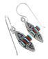 Sterling Silver Turquoise And Coral Water Wave Needlepoint Hook Dangle Earrings YX68082