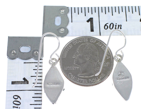 Sterling Silver Turquoise And Coral Water Wave Needlepoint Hook Dangle Earrings YX68082