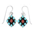 Sterling Silver Turquoise And Coral Southwestern Hook Dangle Earrings YX68113