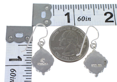 Sterling Silver Turquoise And Coral Southwestern Hook Dangle Earrings YX68113