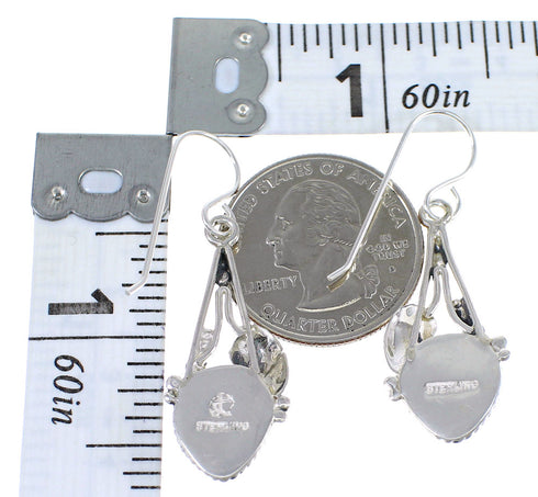 Lapis And Sterling Silver Southwest Hook Dangle Earrings YX68378